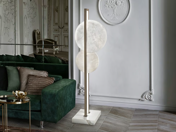 LUNA NUOVA - LED floor lamp in alabaster and metal by Patrizia Volpato - view 2